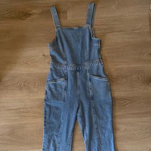 Free People Aurora Jumpsuit Denim Jumpsuit Overalls Anthropologie Size 8